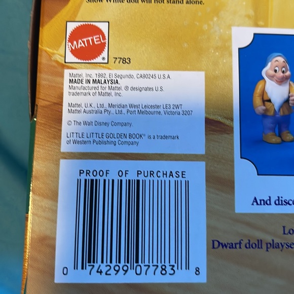 VINTAGE DISNEY SNOW WHITE & THE SEVEN DWARFS 1992 DOLL IN MINT CONDITION - Picture 6 of 7